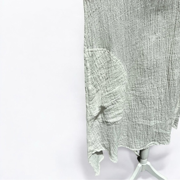 🌻Cheyenne Crepe Ivory Lagenlook Minimalist Linen Short Sleeve Tunic Size S/M - Picture 3 of 8